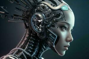 AI generated Cyborg woman. artificial intelligence modern technology background. Pro Photo