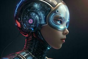 AI generated Cyborg woman. artificial intelligence modern technology background. Pro Photo