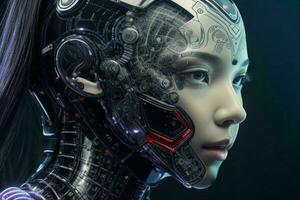 AI generated Cyborg woman. artificial intelligence modern technology background. Pro Photo