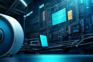 AI generated modern technology futuristic computer background. Pro Photo
