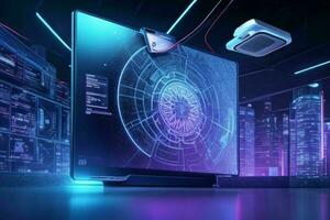AI generated modern technology futuristic computer background. Pro Photo