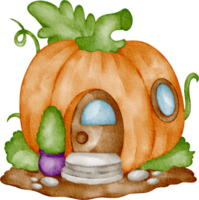 watercolor pumpkin house clip art png