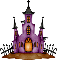 watercolor haunted castle clip art png