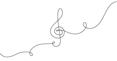 Continuous line violin key icon. Concept of abstract lines of musical notes in simple linear style. Editable stroke. Vector illustration