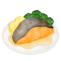 bife de salmão aquarela png