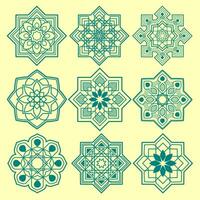 Set of Nine Green Geometric Designs vector