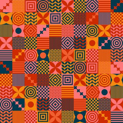 Quilt Abstract Geometric Colorful Pattern