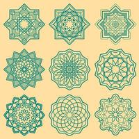 Set of Nine Mandala Geometric Design vector