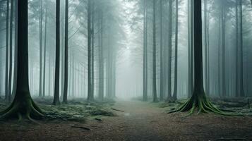 AI generated Foggy minimal forest landscape. Generative AI photo