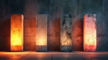 AI generated Luminous glow grunge concrete wall. Generative AI photo