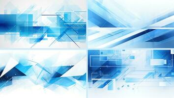 AI generated Blue white minimal geometric abstract backgrounds. Generative AI photo