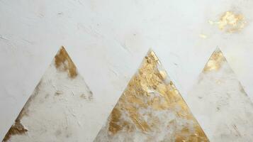 AI generated Grey grunge plaster texture and golden triangles abstract geometric background. Generative AI photo