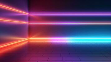 AI generated Colorful neon laser lines abstract futuristic background. Generative AI photo