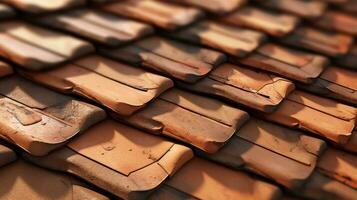 AI generated Roof clay tiles closeup. Generative AI photo