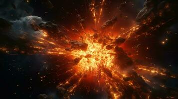 AI generated Explosion in space. Generative AI photo