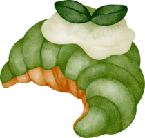 watercolor green tea croissant clip art png