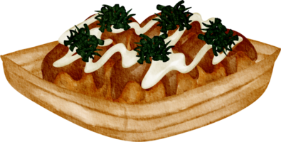 vattenfärg japansk takoyaki png