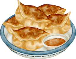 aguarela japonês gyoza png