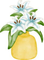 watercolor lily vase png