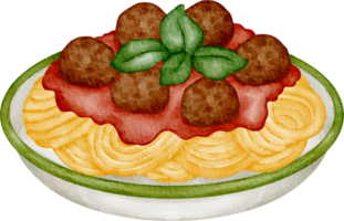 aquarelle boulette de viande spaghetti png