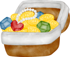 watercolor treasure chest clip art png