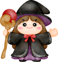 watercolor witch character clip art png