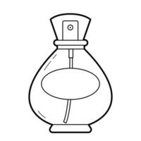 Bottle of eau de toilette on a white background. Black-and-white outline Illustration, design elements. vector