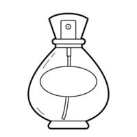 Bottle of eau de toilette on a white background. Black-and-white outline Illustration, design elements. vector