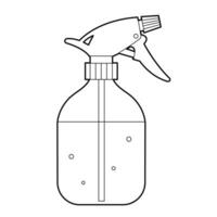 Outline vector illustration of sprayer bottle. Design element. Black and white  illustration Isolated on white background.