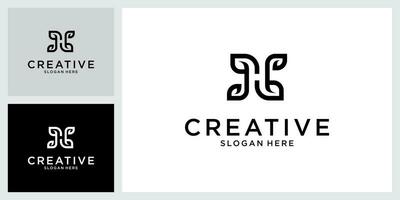 H or HH initial letter logo design concept vector