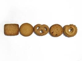 Various Cookie shapes are isolated on a white background. photo