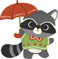 cute raccoon cartoon autumn png