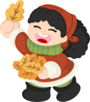 girl cartoon autumn png