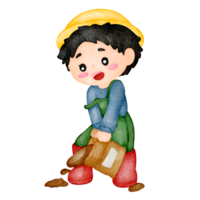 watercolor boy gardener png