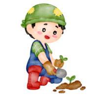 watercolor boy gardener png