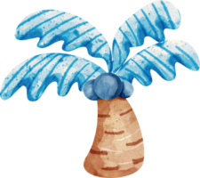 aquarelle mer noix de coco arbre png