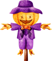 vattenfärg halloween scarecrow png