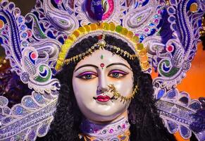 Devi Durga theFierce goddess, symbolizing strength, protection, and divine grace in Hindu mythology photo