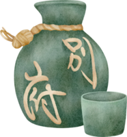 watercolor japanese Sake png