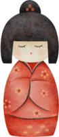 aguarela japonês Japão boneca png