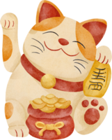 Aquarell japanisch Glücklich Katze png