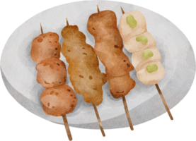 acquerello giapponese cibo yakitori png