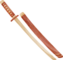 watercolor japanese samurai sword png