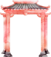 chinese gate watecolor chinese new year png