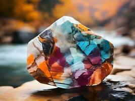 AI generated colorful very smooth natural stones, wallpaper, web design photo