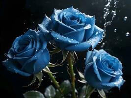 AI generated close up detail of blue rose photo