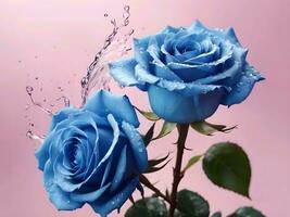 AI generated close up detail of blue rose photo