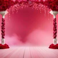 AI generated ethreal wedding red and pink background, futuristic photo
