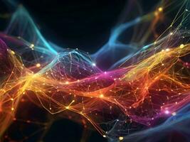 AI generated digital network colorful background, 3d rendering, futuristic photo