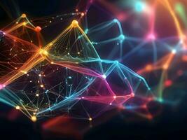 AI generated digital network colorful background, 3d rendering, futuristic photo